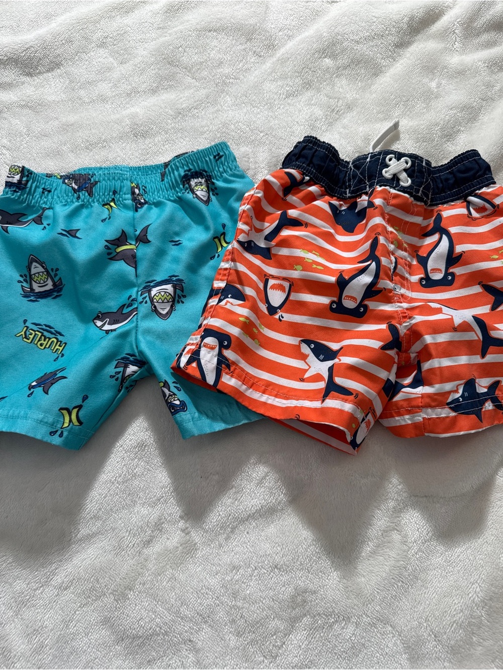 Toddler Boy Swim Trunk Bundle | Size 24M & 2T | Hurley & Wippette Sharks